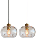 CASAMOTION Glass Pendant Lights, Textured Clear Globe Shade, glass globe design with brass socket, ideal for kitchen lighting.