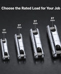 Set of four Heavy Duty Cable Pulling Swivel Forged Alloy Steel connectors showcasing different load ratings.