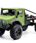 Built Different 1/18 Scale Brushless Rc Truck Crawler Rtr with matte green shell, showcasing portal axles and aggressive tires.