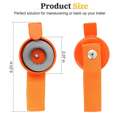 Two orange magnetic surge brake lockout keys with easy-release straps