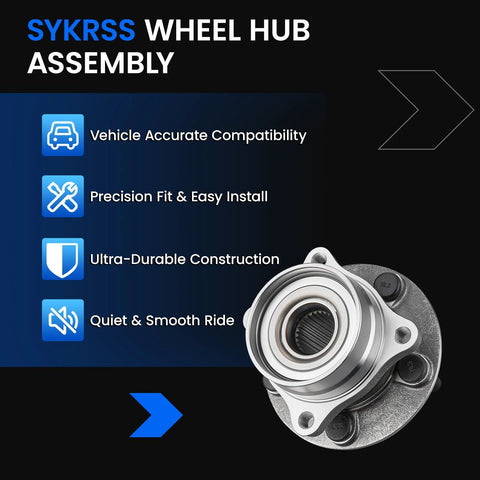 Front Wheel Bearing And Hub Assembly For Toyota Prius 2004 Through 2009 L4 1.5L Electric And Gas, 5 Lug, Two Piece Set