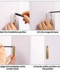 Installation steps for Heavy Duty 24 Piece Magnetic Cabinet Door Catches With Double Magnets And Metal Strike Plates.