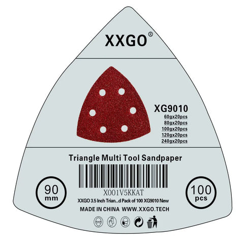 3.5 Inch Triangular Oscillating Multi Tool Sanding Pads With Hook And Loop Aluminum Oxide Assorted Grits 60 80 100 120 240 20 Pieces Each Pack Of 100 Pro Grade For Fast Wood Smoothing And Fine Finishes