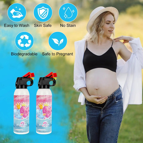 Gender Reveal Fire Extinguisher 2 Pack Biodegradable Corn Starch Spray For Baby Shower Crowd Pleaser With Safe Five Foot Reach No Mess Cleanup And Serious Big Day Vibes For Your Whole Crew