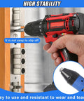 Rivet Gun Adapter Kit For Cordless Drill With Four Head Sizes 2.4mm 3.2mm 4.0mm 4.8mm Blue Pro Grade Heavy Duty with drill in use