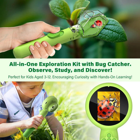2 In 1 Digital Microscope Kit With Bug Catcher For Kids Portable Handheld 1080P HD Microscope for leaf and ladybug observation