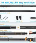 Adjustable Tension Curtain Rod No Drilling Extra Long 41 To 139 Inch Heavy Duty Black Anti Slip No Rust setup illustration