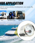 Boat Gas Tank Fuel Level Gauge 73-10 Ohm Waterproof 52mm White Display With Night Light Universal 9-32V DC Marine RV Yacht Motorcycle Automotive Meter For Real Time Fuel Readouts on yacht