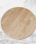 Premium Solid Wood Lazy Susan Turntable Smooth Rotating Serving Tray For Dining Room Kitchen Counter with a round oak surface.