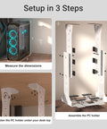 Setup instructions for Slick Under Desk PC Mount Bracket For Computer Tower Case Holder White Adjustable Frame.
