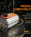 Heavy Duty Electric Hydraulic Brake Actuator 12 Volt Disc Brake Converter Kit 1600 Psi with hose and labels showing compatibility.