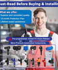 Worker giving a thumbs-up with tire pressure monitoring sensors on display, related to Four Pack TPMS Tire Pressure Monitoring Sensors Direct Replacement Fits Chevy Silverado 1500 Equinox Tahoe GMC Sierra 1500 Yukon Acadia 2007 To 2022 Dead On Fit Guarantee.