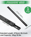 Soft Close Drawer Slides, 15.7 Inch Full Extension Ball Bearing Rails For Cabinets And Furniture, diagram showing size and capacity