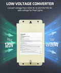 300W Low Voltage Pool Light Transformer 120V AC to 12V, 13V, or 14V AC Multi Tap No Fuss Safety Power Supply display.