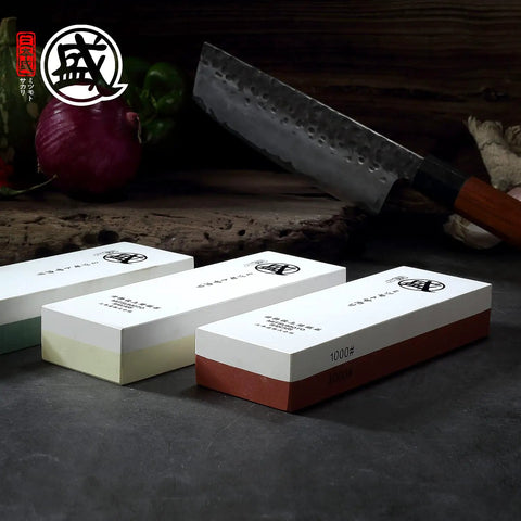 Pro Grade Japanese Knife Sharpening Stone Double Sided Whetstone 1000/3000 Grit With Non Slip Wooden Base For Kitchen Knives
