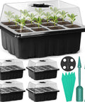 Seed Starter Tray Kit With 60 Cells, Humidity Dome And Base, Reusable Seedling Trays, Garden Labels, Tools, Durable Plastic Greenhouse