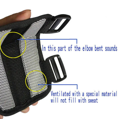 Inner view of black golf elbow brace showing ventilated mesh with real time bend warning mechanism. Elbow Brace For Golf Swing Training Aid And Posture Correction Tool For Beginners Non Slip Wear Around The Elbow With Real Time Bend Warning To Keep Your Swing Straight Consistent And Game Ready.