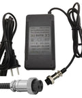 Beefy 24V 2A DC Battery Charger for 24V electric scooters with 0.47 inch connector and AC 100-120V plug, visible front view