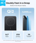 Slick Ultra Slim Magnetic Power Bank Featuring 5000mAh Capacity against a light background showcasing Qi2 and USB-C features.