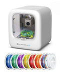 Kids AI Powered 3D Printer Fully Assembled With Auto Leveling And Up To 400 MM Per Sec Speed with 8 PLA filaments displayed