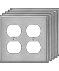 5 Pack 2 Gang Duplex Stainless Steel Wall Plate With Protective Film For Easy Removal, Standard Size, Built To Last