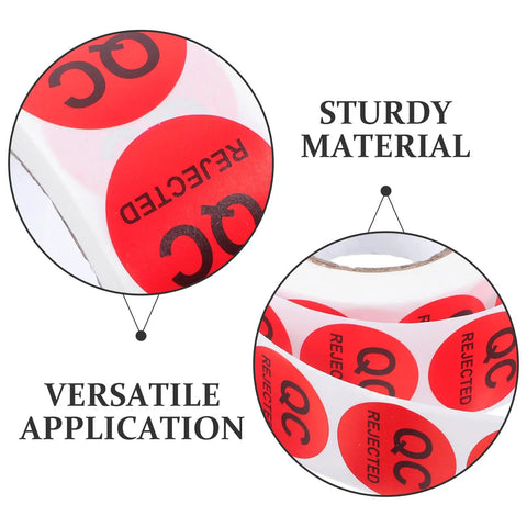 Round QC Labels 1 Roll Must-Have High-Contrast Quality Control Stickers With Peeling-Resistant Coated Paper Adhesive For Production Testing, Warehouse Supplies, Inventory, And Quality Assurance: red QC roll labels on coated paper