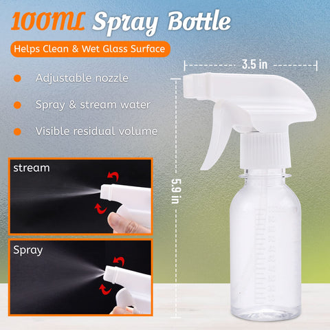 100ml spray bottle with adjustable nozzle used in 4 Piece Window Film Kit For Privacy And Tinting Easy Peasy Install On Glass And Car Windows