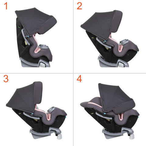 4-In-1 Convertible Car Seat With UPF 50+ Sun Shield Canopy, Height And Angle Adjustable, showing various seat configurations