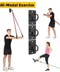Totally Legit 3 Pack Wall Anchors For Resistance Bands And Heavy Duty Workout Hooks, Rock Solid Exercise Band Mounts in black with users exercising.
