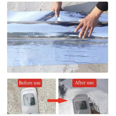 Heavy Duty Flashing Tape For Roofs Hella Waterproof Aluminum Foil Underlayment Roll Sealant Membrane applied to a surface showing temperature change.