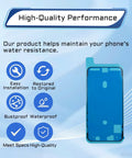 Image of 5 Pack Waterproof Adhesive Stickers Kit For iPhone 15 Pro Max 6.7 Inch Pre Cut Watertight Screen Frame Seal Tape For Internal Repair And Keep It Watertight, showing blue pre-cut seal and features like water resistance.