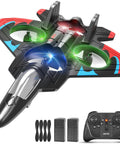 Foam RC Airplane With LED Lights For Kids And Adults Ages 8 To 16 360 Degree Flips Stunt Fighter Jet Toy Headless Mode