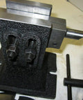 Heavy Duty Eight Inch Super Spacer With Six Precision Masking Plates And Rock Solid Tailstock showing adjustable chuck on a rugged base.