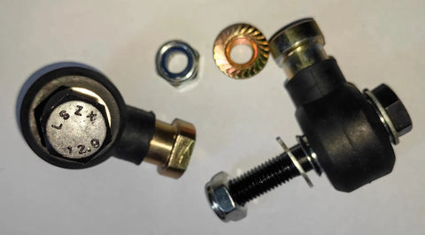 Set Of 2 Outer Tie Rod Ends 7061138 For RZR 570 800 4 S And Ranger 500 700 800 900 XP UTVs 2002 To 2014 And Beyond With Left Hand Thread Half Inch Twenty Grade 12.9 Bolts Durable Steel Easy Install Heavy Duty. Left-hand thread tie rod ends with 1/2-20 bolts