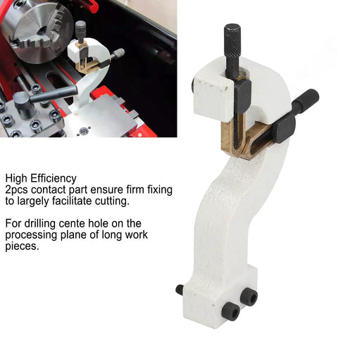 Premium Lathe Rest Steady Fixing Tool For Wood Turning Perfect For Wm 210 And 8x16 Frame attached to a lathe, ensuring stable cutting process.