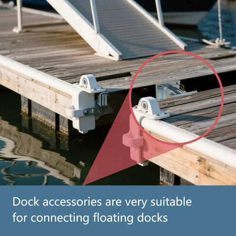 Heavy Duty Dock Hinge Kit With Backer Plate And Floating Dock Connector Brackets Two Pack Including Male And Female T Style Corner Hinge Locking Pins For Secure Marine Dock Hardware