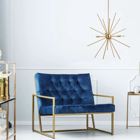 Novogratz Celeste 4 Light Chandelier In Matte Brass Dope Modern Glam Ceiling Fixture With Open Frame Design in living room