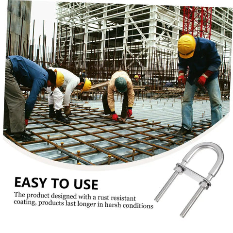 Heavy Duty Marine Grade U-Bolts Kit M8 By 100mm For Boat Trailers Yacht Rigging Axles Fasteners With Nuts Washers Rustproof Stainless Steel in a construction setting.
