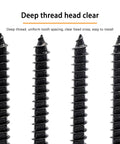 Close-up of Heavy Duty No 4 Wood Screws Three Quarters Inch Black Zinc Plated Carbon Steel Phillips Pan Head Self Tapping Full Thread