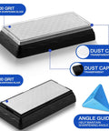 Double Sided Diamond Sharpening Stone With Coarse 400 And Fine 1000 Grit, Non Slip Base, Angle Guide, Storage Case, Honeycomb Diamond Plate