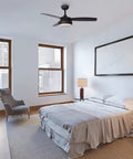 42 Inch Modern Indoor Ceiling Fan With Dimmable Light Kit And Remote Control, Reversible Blades, ETL Listed in a bedroom
