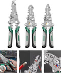 Straight-Up Tough 18-In-1 Folding Wire Stripper And No-Fuss Multifunction Crimping Tool With Integrated Voltage Tester For Automotive Repair And Electrical Jobs Featuring Soft Touch Grips in multiple angles.