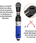 Heavy Duty Half Inch Drive Air Ratchet Wrench Spins Up To 65 Ft Lbs At 160 Rpm to quickly tighten in any direction.