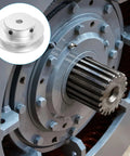 Aluminum V Belt Pulley 40mm Outer Diameter 4mm Fixed Bore Single Groove Drive Wheel visible on motor shaft assembly