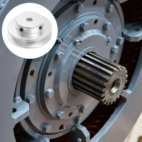 Aluminum V Belt Pulley 40mm Outer Diameter 4mm Fixed Bore Single Groove Drive Wheel visible on motor shaft assembly