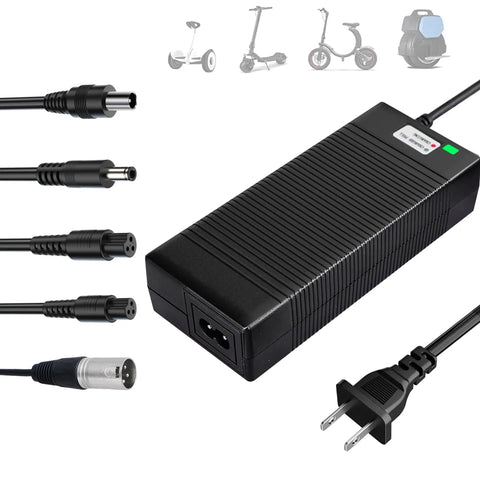 UL Certified 42V 2A Fast Charger With 5 Interchangeable Plugs For 36V Lithium Batteries, Your Go To Segway Ninebot Scooter Charger That Works With Pocket Mod, Sports Mod, ES Series, E Series And More