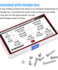 195 Piece M5 Hex Button Head Bolts And Nuts Kit In Stainless Steel 304 with storage box, sizes 6mm to 30mm for DIY projects