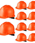 10 Pack Suspension Hard Hats For Worksite Safety With Ratchet Cap Style And Self Adjusting Crown Straps In Orange Durable ABS Helmet