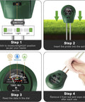Steps to use 3 In 1 Soil pH Meter With Moisture And Light Tester For Garden Lawn Farm Indoor And Outdoor Plant Care Great For Potted Plants And Veggie Beds No Battery Needed Easy Switch Green.