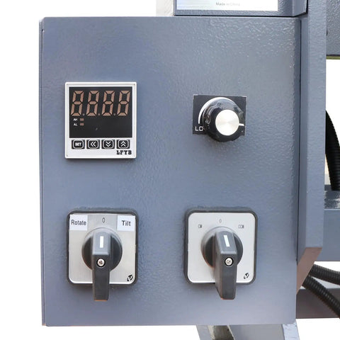 Heavy Duty Welding Positioner With VFD Display Handling Up To 1102 LB Horizontal Load control panel with digital speed and tilt settings.